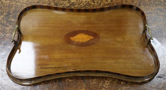 An Edwardian inlaid mahogany tray length 61cm